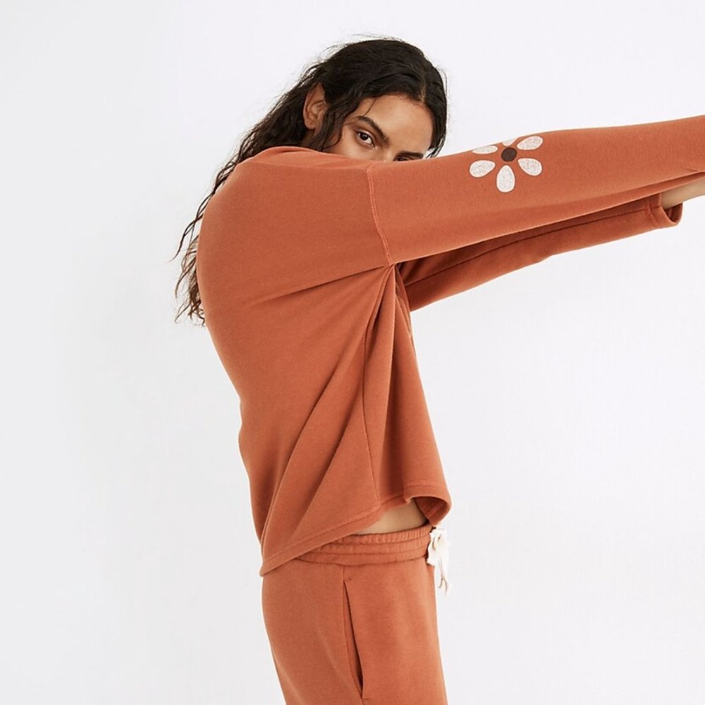 MADEWELL MWL WARM UMBER FLORAL EASYGOING SWEATSHIRT - Picture 3 of 4